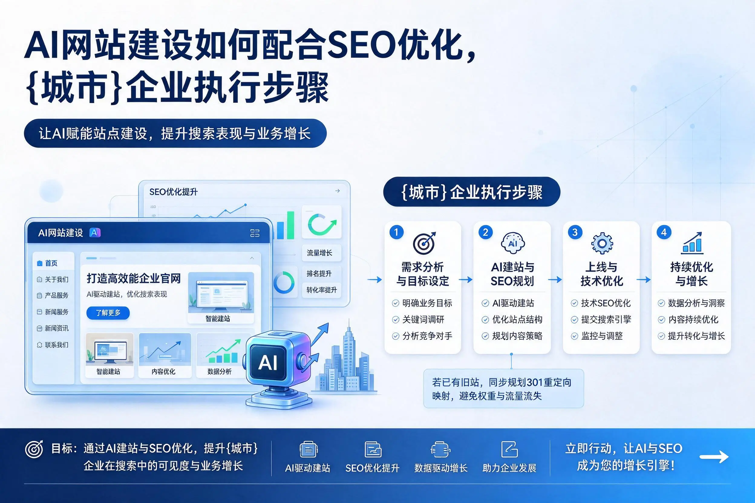 AI网站建设如何配合SEO优化,江门企业执行步骤